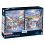 Комплект от 2 пъзела с едри части 500 - Зимни картини - The House of Puzzles