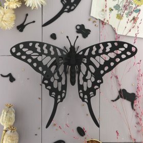 Assembli - 3d модел за сглобяване черна хартиена пеперуда Swordtail Assembli