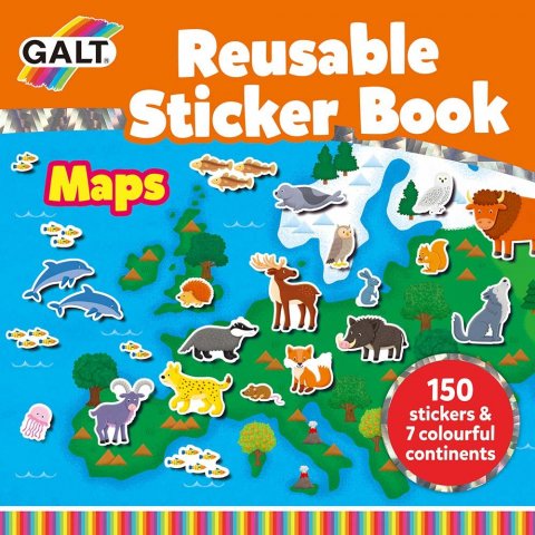 Galt - Книжка със стикери Карти и Животните по света