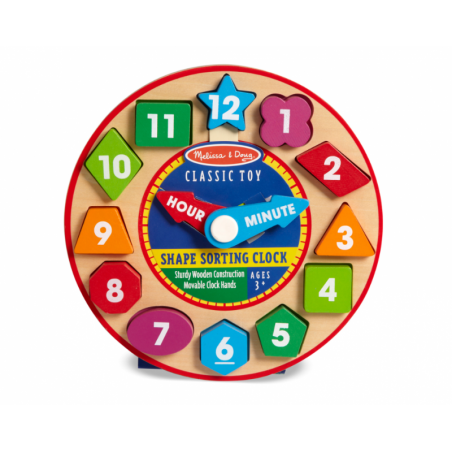 Melissa & Doug - Дървен часовник сортер - Цветове и форми