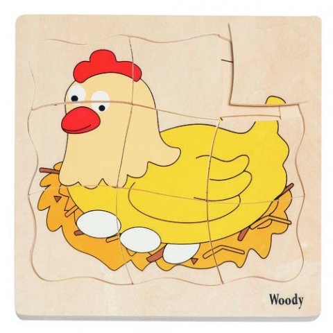 Woody - Многослоен пъзел Яйце и кокошка