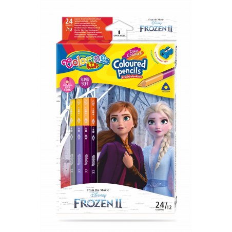 Colorino - Disney Frozen II Триъгълни цветни моливи  12 бр. /24 цвята (с острилка)