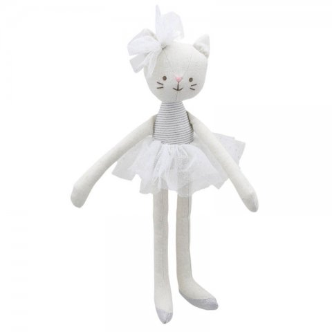 The Puppet Company - Парцалена кукла Котка с пачка в бяло, серия Танцьорите на Wilberry, 35см.