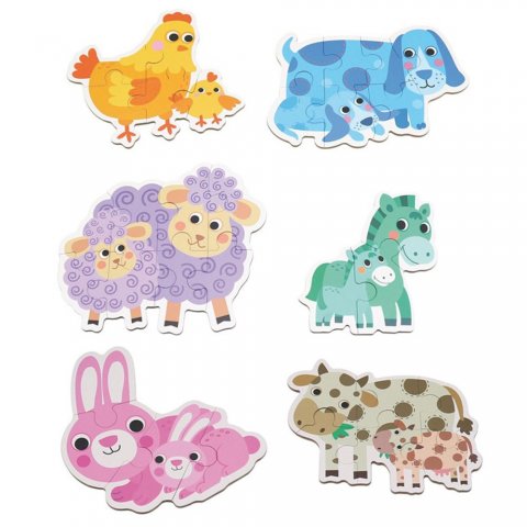 Andreu Toys - Животните и техните малки - 6 прогресивни пъзела, 33 части DQ0413-1
