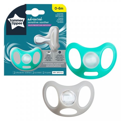 Tommee Tippee - Ортодонтични залъгалки SENSITIVE 0-6м, 2 бр./оп.