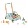 Lelin Toys - Дървена количка за прохождане с конструктор - Автомобил