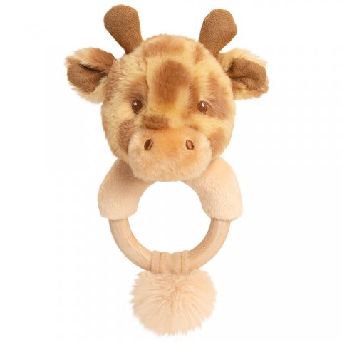 Keel Toys - Жираф, бебешка дрънкалка ринг от серията Keeleco, 14 см SE6719