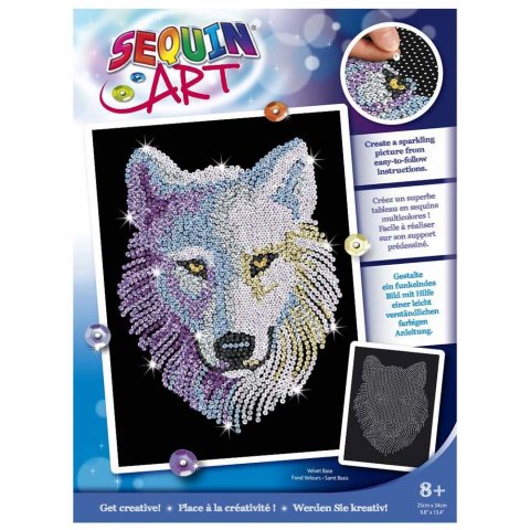Sequin Art - Изкуство с пайети, синя серия, Бял вълк