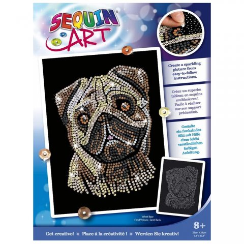 Sequin Art - Изкуство с пайети, синя серия, Мопс