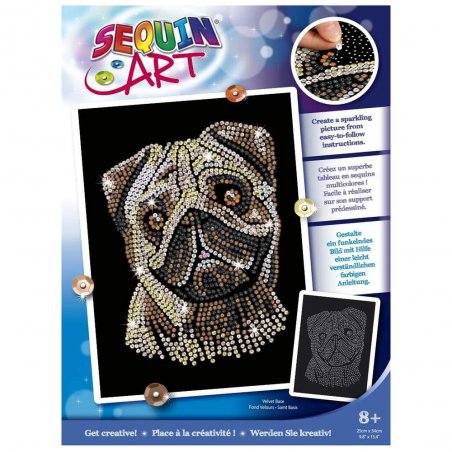 Sequin Art - Изкуство с пайети, синя серия, Мопс