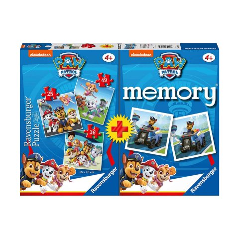 Пъзел Ravensburger 3-в-1 + мемори - Пес Патрул