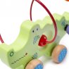 Bigjigs - Дървена детска спирала с мъниста Крокодил - образователна играчка