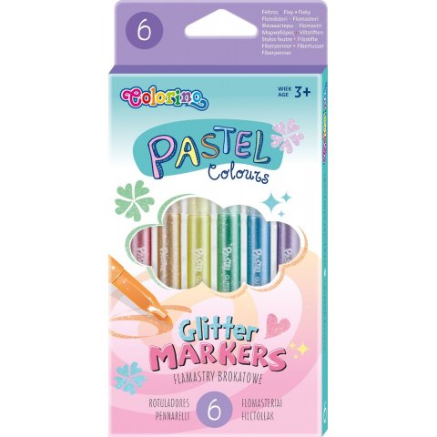 Флумастри брокат Pastel 6 цвята Colorino