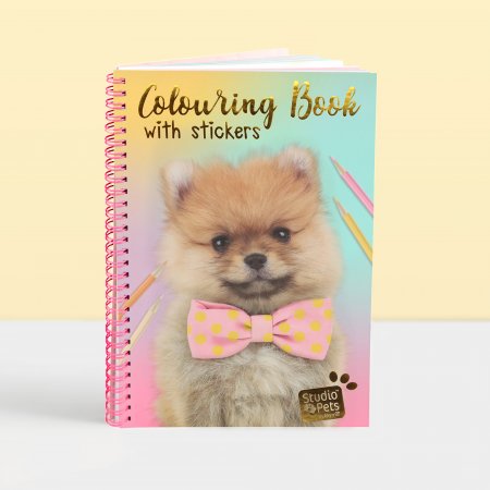 Studio Pets - А5 Книжка за оцветяване със стикери, Кученцето Помпон