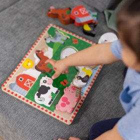 Детски масивен мъзел 8 части - Селскостопански животни - Melissa - Doug