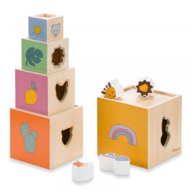 Дървени кубчета Hauck, Stack N Raise, Кула, 813038