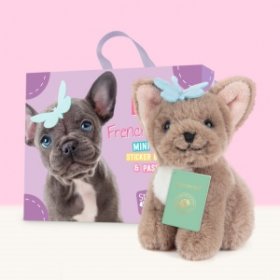 Studio Pets - Плюшено куче Френски булдог, Биби с куфарче, паспорт и стикери